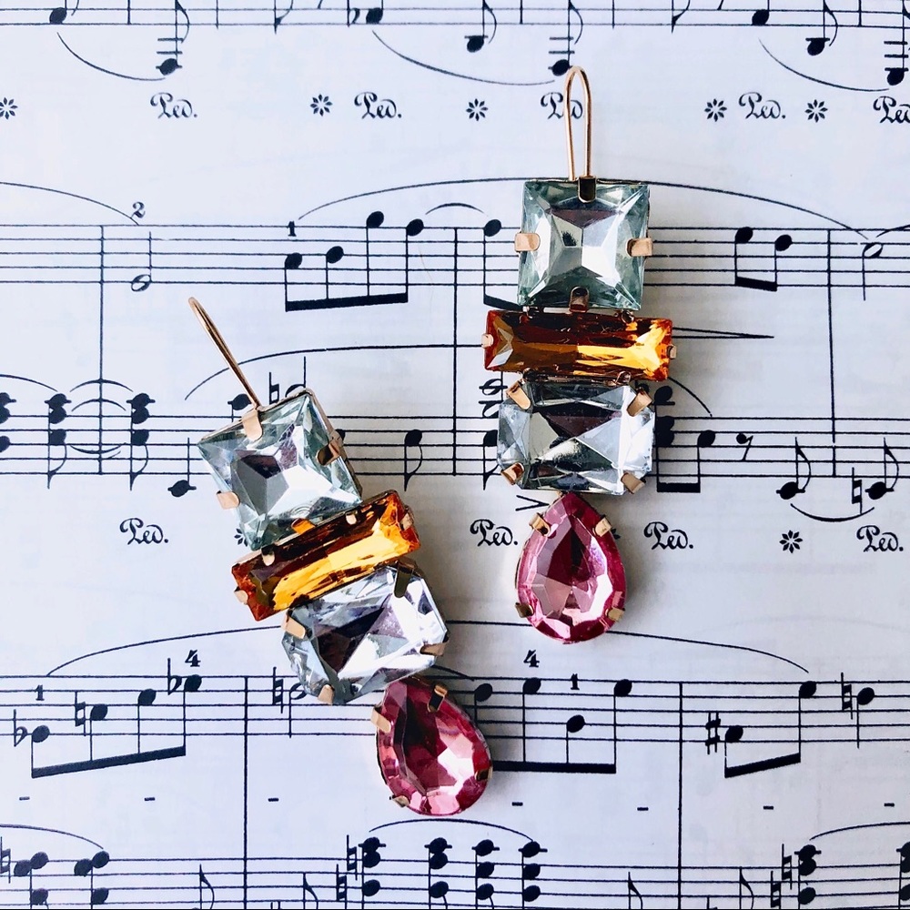 Pink Gem Drop Earrings